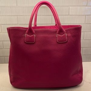 Ann Taylor hot pink pebble leather tote bag